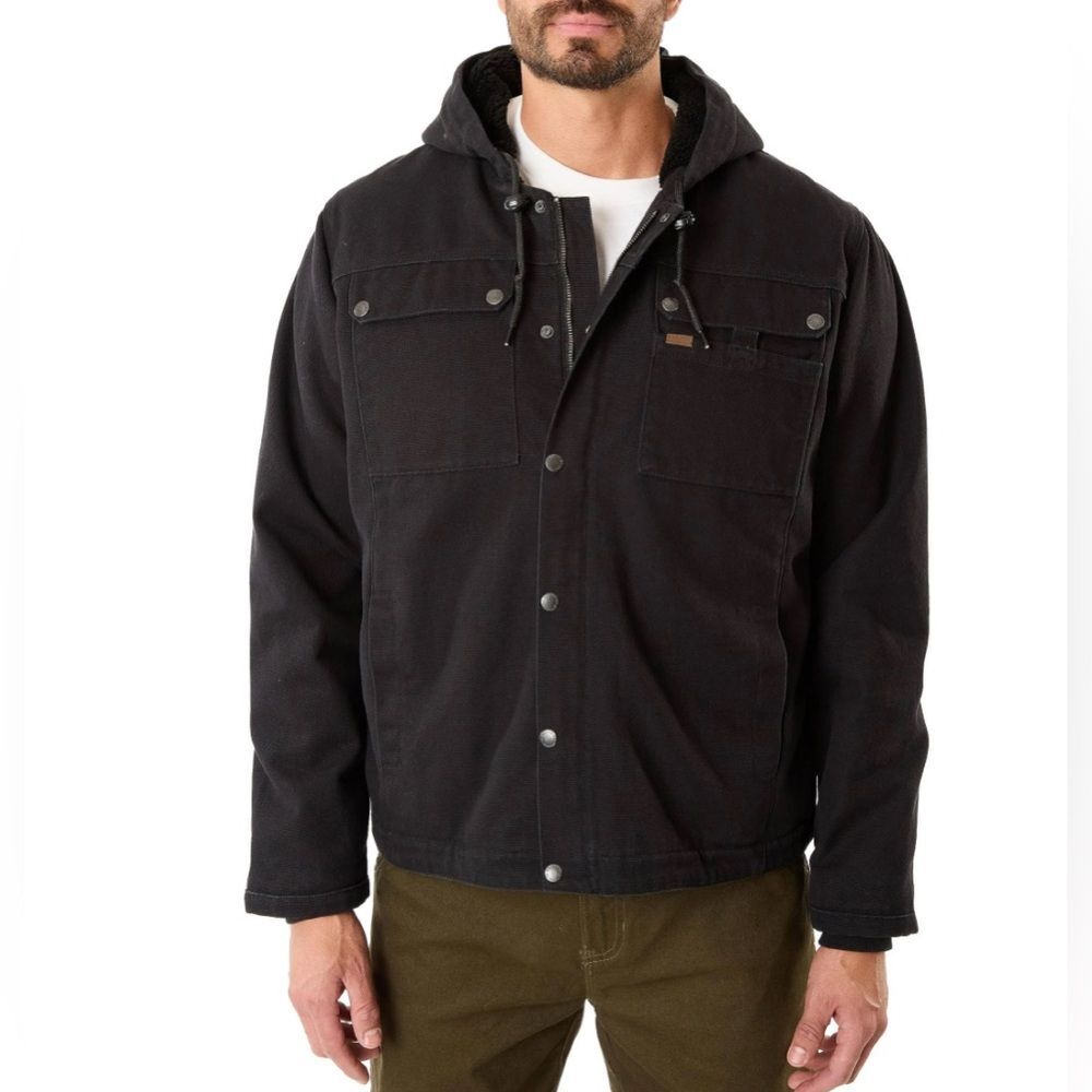 Smith's Workwear Sherpa Lined  Black Duck Canvas Hooded Work Jacket size XXL NWT
